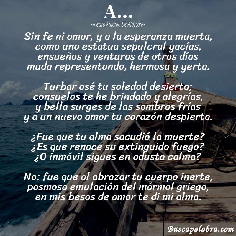 Poema A... de Pedro Antonio de Alarcón con fondo de barca