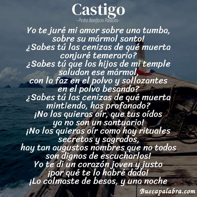 Poema Castigo de Pedro Bonifacio Palacios con fondo de barca