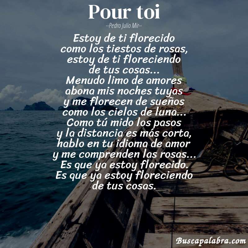 Poema pour toi de Pedro Julio Mir con fondo de barca