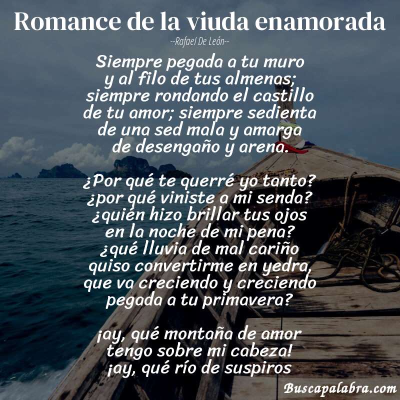 Poema romance de la viuda enamorada de Rafael de León con fondo de barca