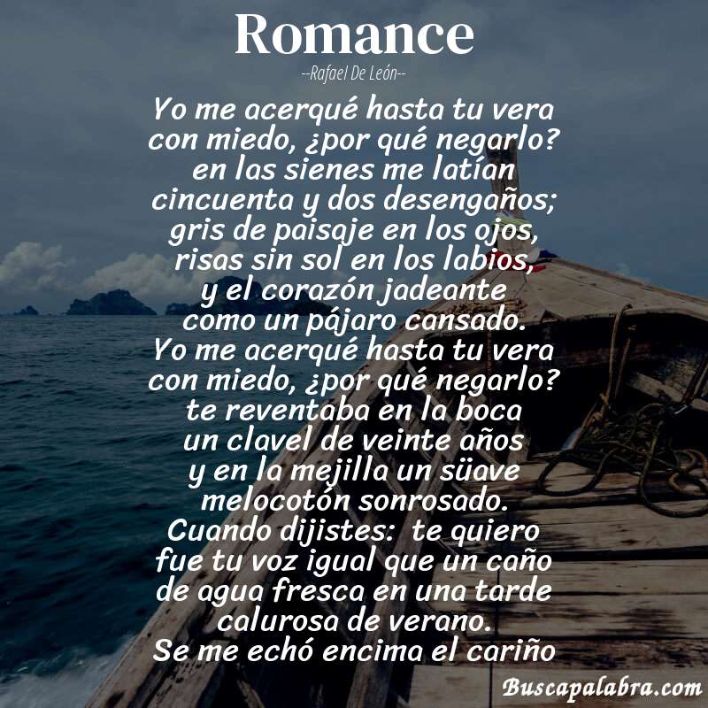 Poema romance de Rafael de León con fondo de barca