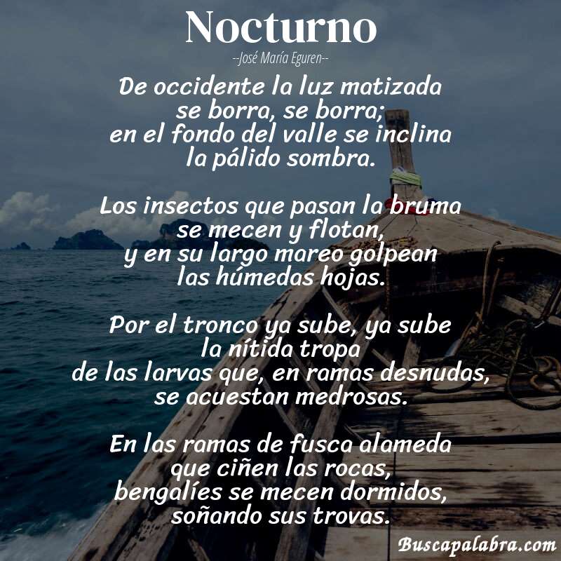 Poema nocturno de José María Eguren con fondo de barca