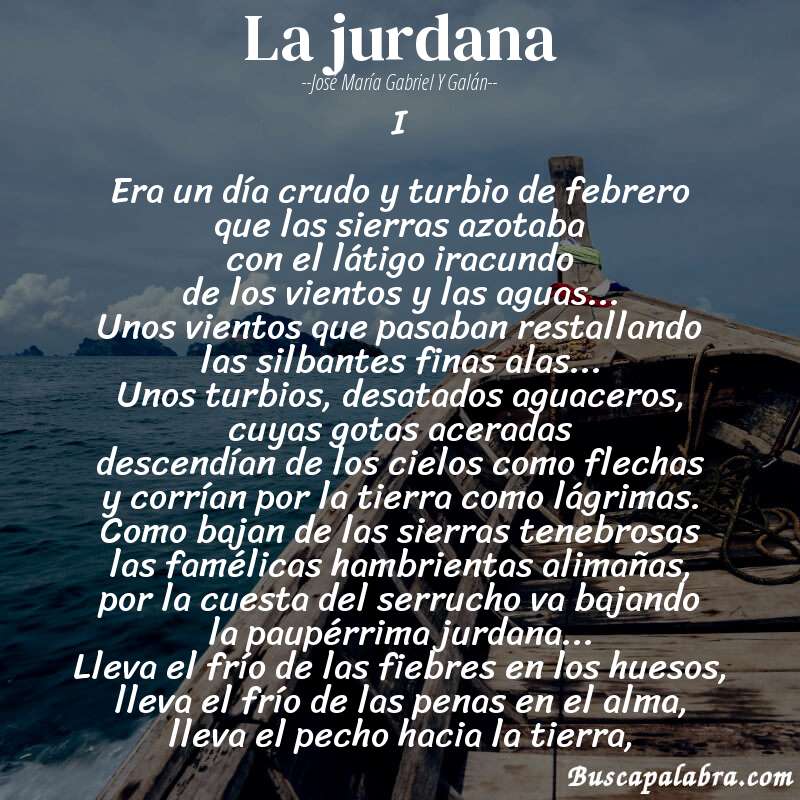 Poema La jurdana de José María Gabriel y Galán con fondo de barca