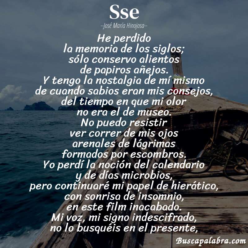 Poema sse de José María Hinojosa con fondo de barca