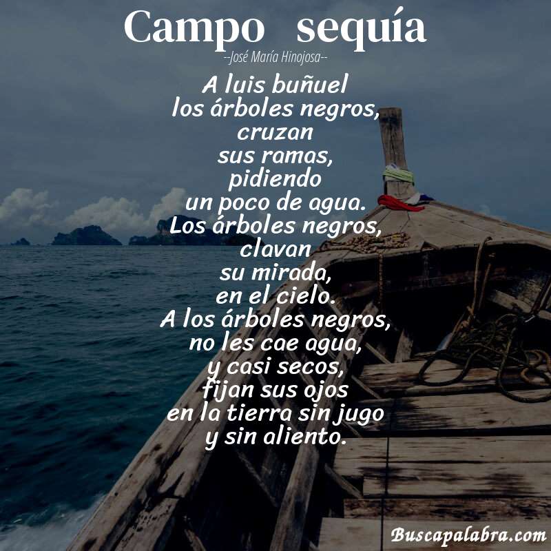 Poema campo   sequía de José María Hinojosa con fondo de barca