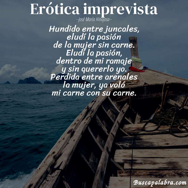 Poema erótica imprevista de José María Hinojosa con fondo de barca
