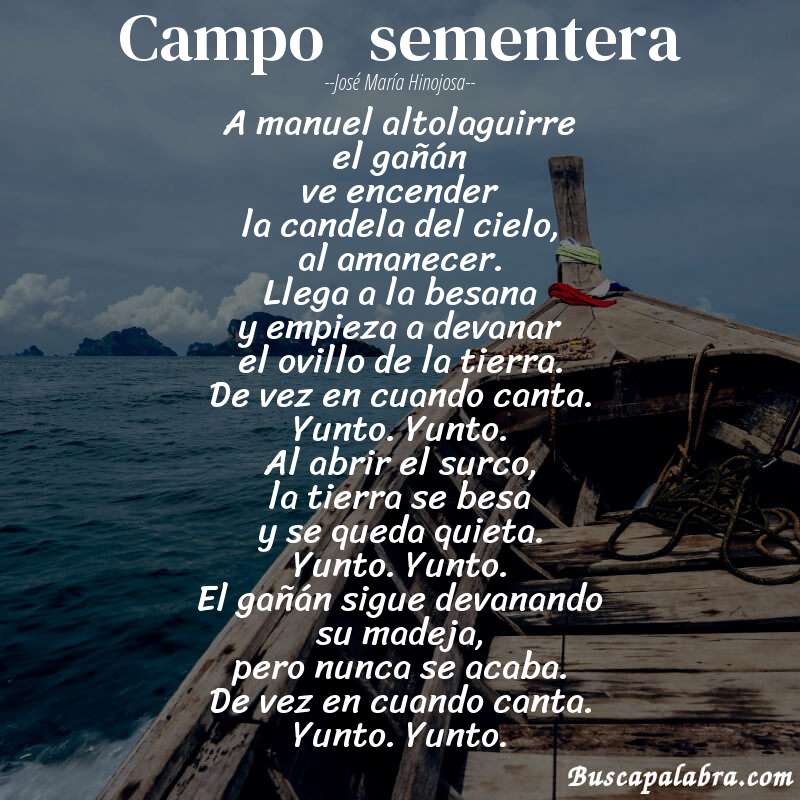 Poema campo   sementera de José María Hinojosa con fondo de barca