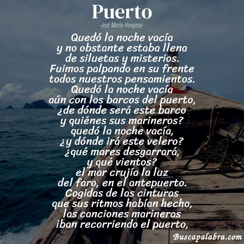 Poema puerto de José María Hinojosa con fondo de barca
