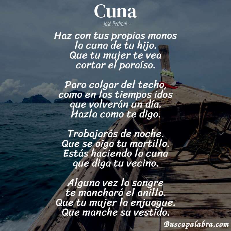 Poema cuna de José Pedroni con fondo de barca