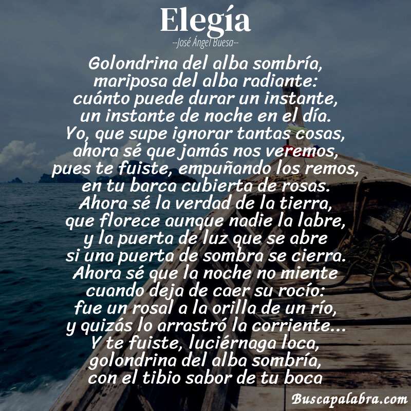 Poema elegía de José Ángel Buesa con fondo de barca