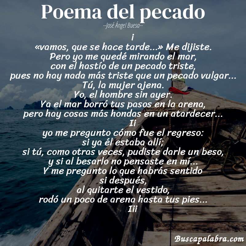 Poema poema del pecado de José Ángel Buesa con fondo de barca