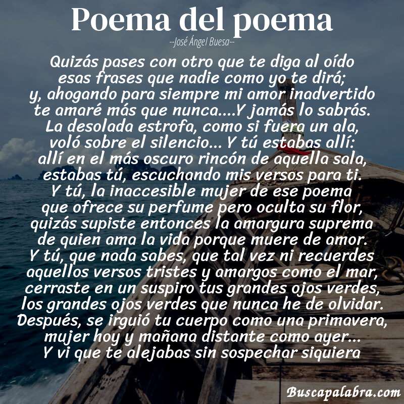 Poema poema del poema de José Ángel Buesa con fondo de barca