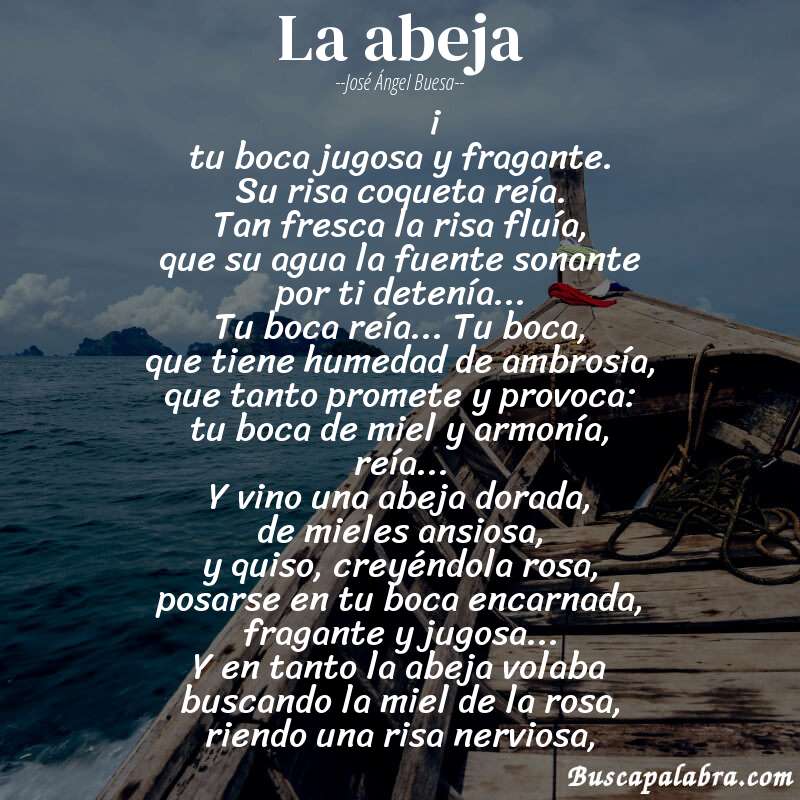 Poema la abeja de José Ángel Buesa con fondo de barca