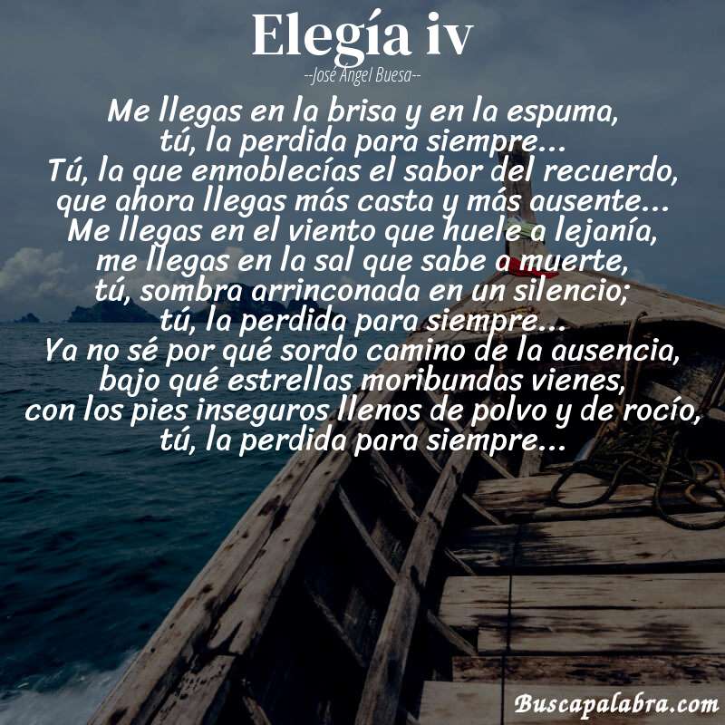 Poema elegía iv de José Ángel Buesa con fondo de barca