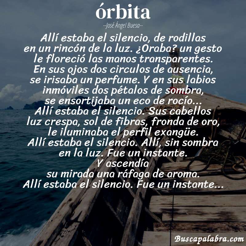 Poema órbita de José Ángel Buesa con fondo de barca