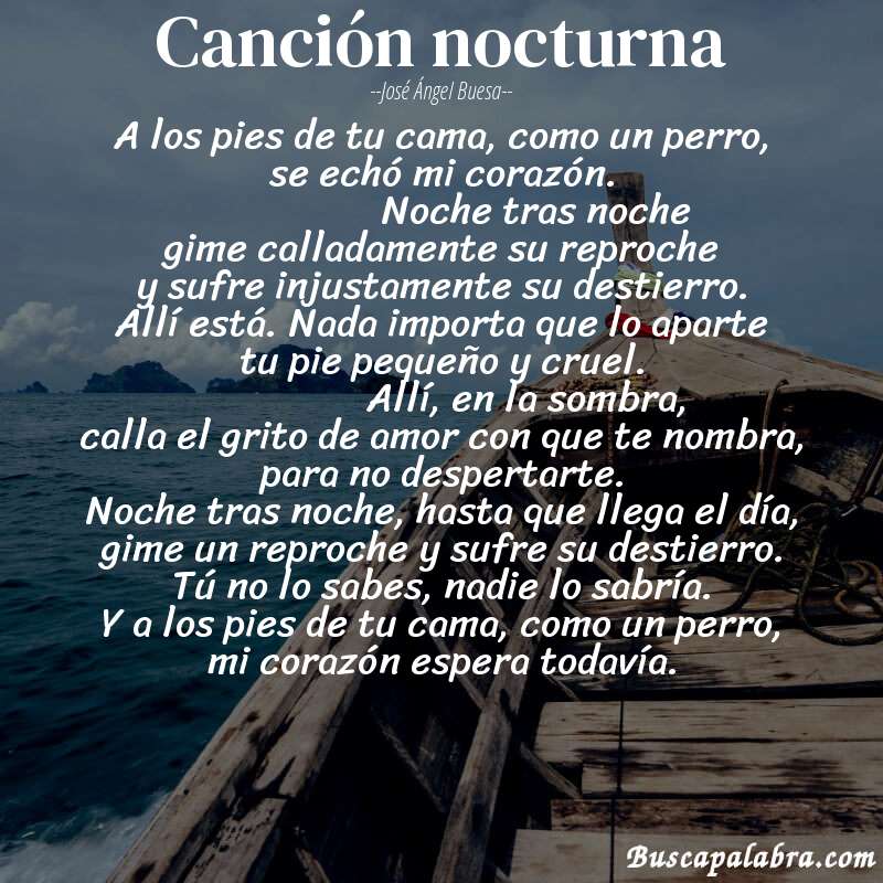 Poema canción nocturna de José Ángel Buesa con fondo de barca