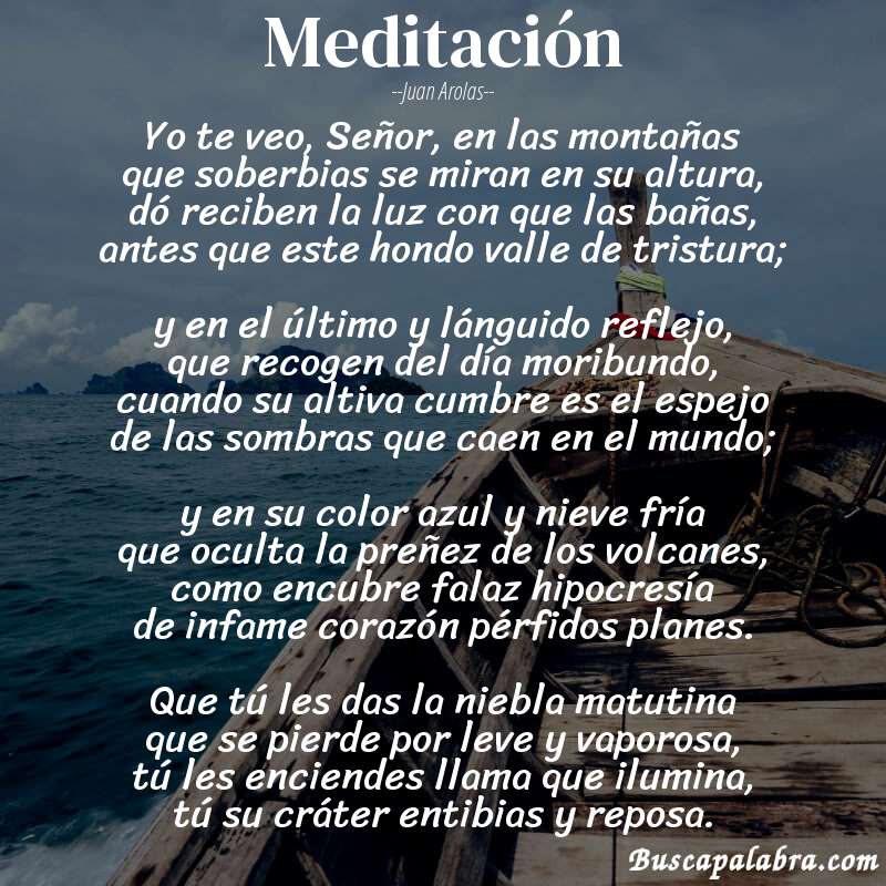 Poema Meditación de Juan Arolas con fondo de barca