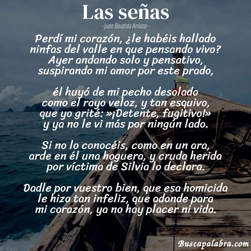 Poema Las señas de Juan Bautista Arriaza con fondo de barca