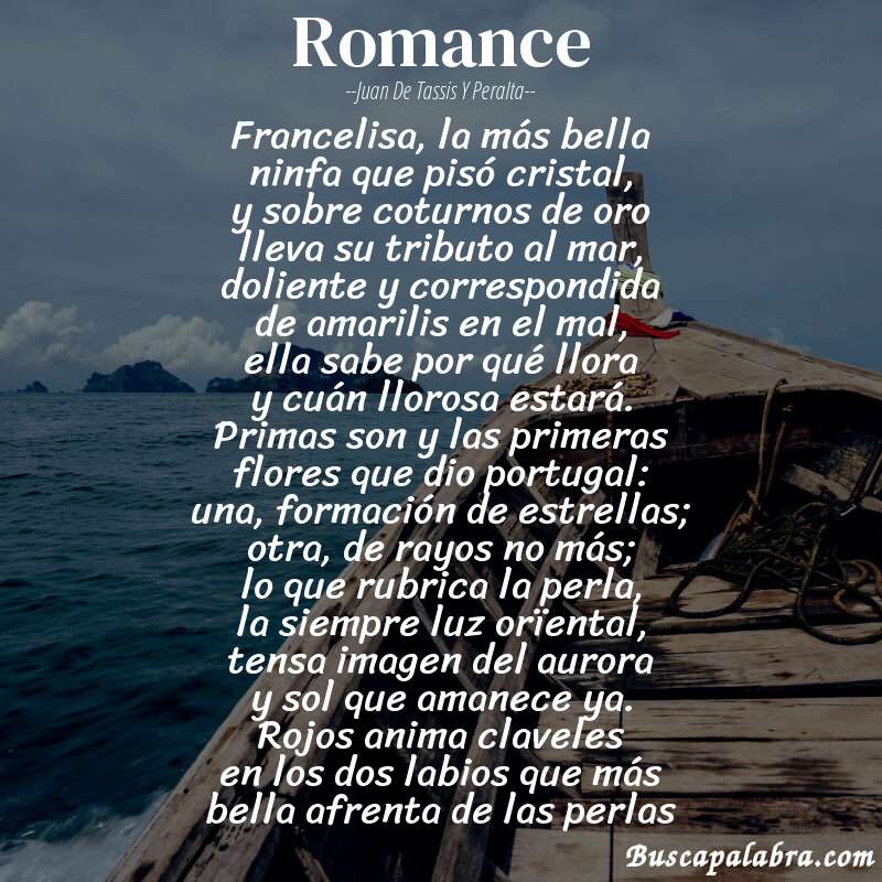 Poema romance de Juan de Tassis y Peralta con fondo de barca