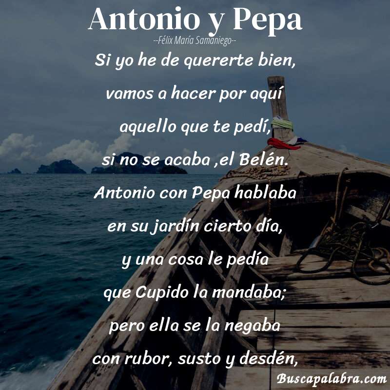 Poema Antonio y Pepa de Félix María Samaniego con fondo de barca