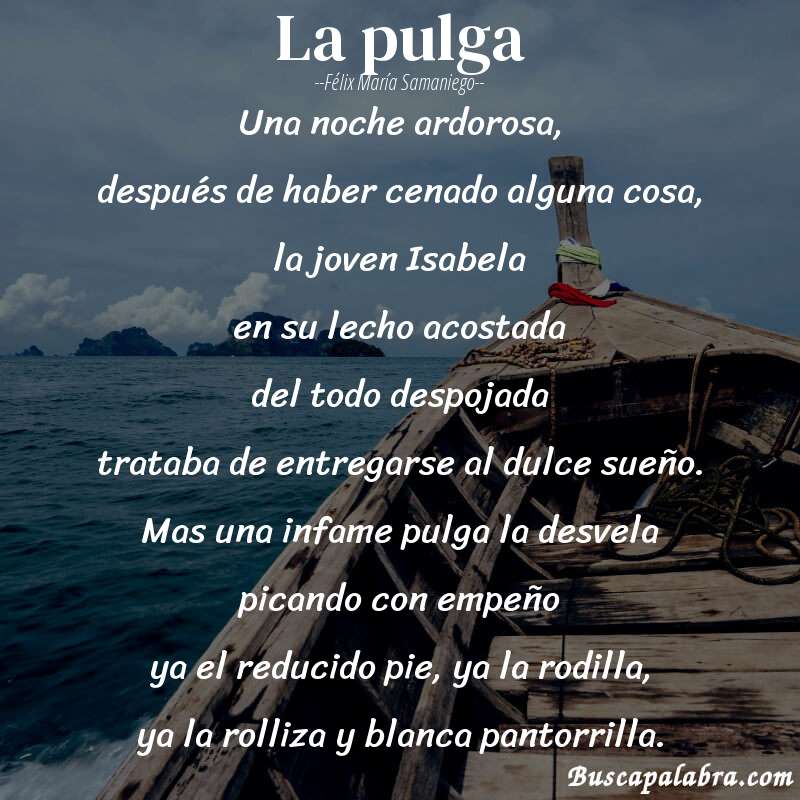 Poema La pulga de Félix María Samaniego con fondo de barca