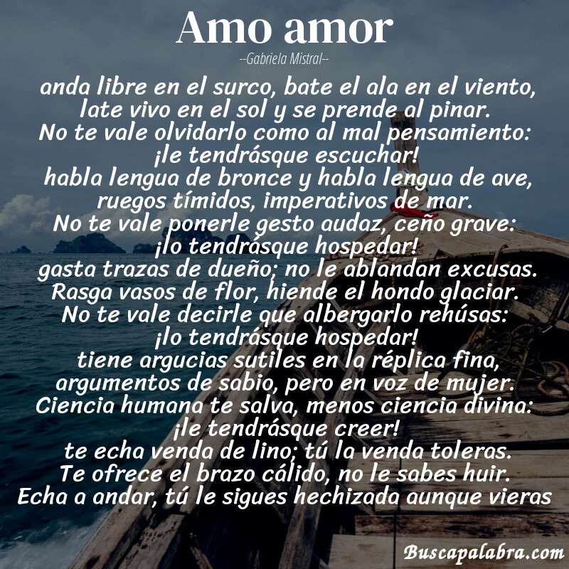 Poema Amo amor de Gabriela Mistral - Análisis del poema