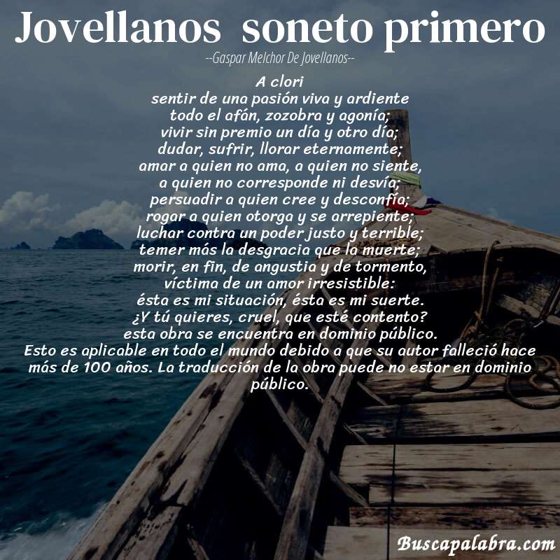 Poema jovellanos  soneto primero de Gaspar Melchor de Jovellanos con fondo de barca