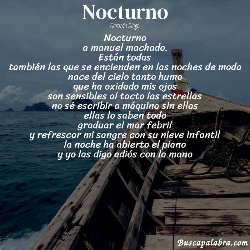 Poema nocturno de Gerardo Diego con fondo de barca