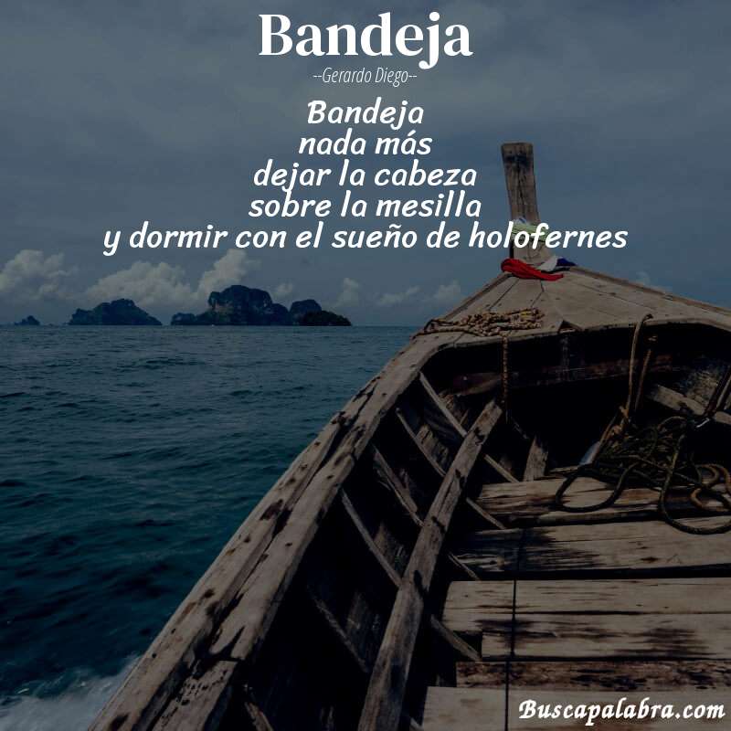 Poema bandeja de Gerardo Diego con fondo de barca