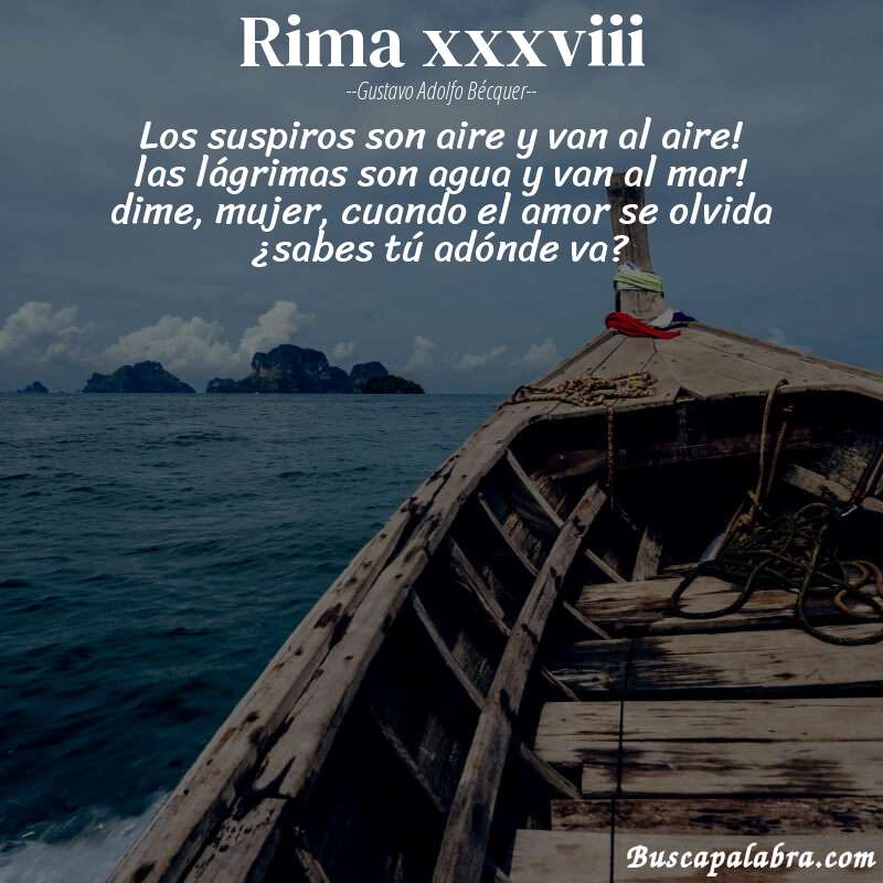 Poema rima xxxviii de Gustavo Adolfo Bécquer con fondo de barca