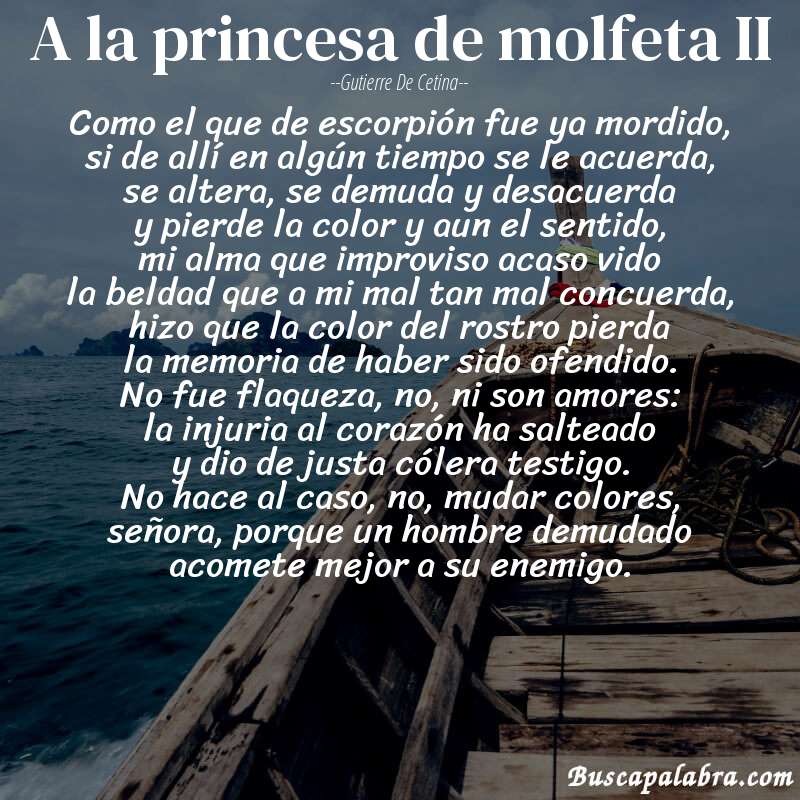 Poema a la princesa de molfeta II de Gutierre de Cetina con fondo de barca