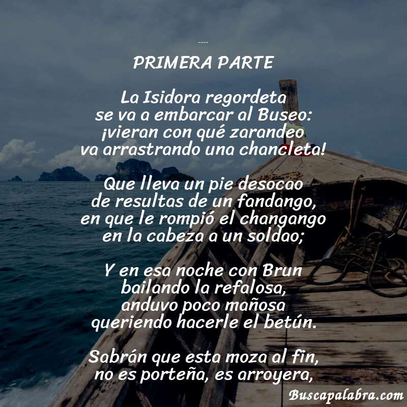 Poema Isidora de Hilario Ascasubi con fondo de barca