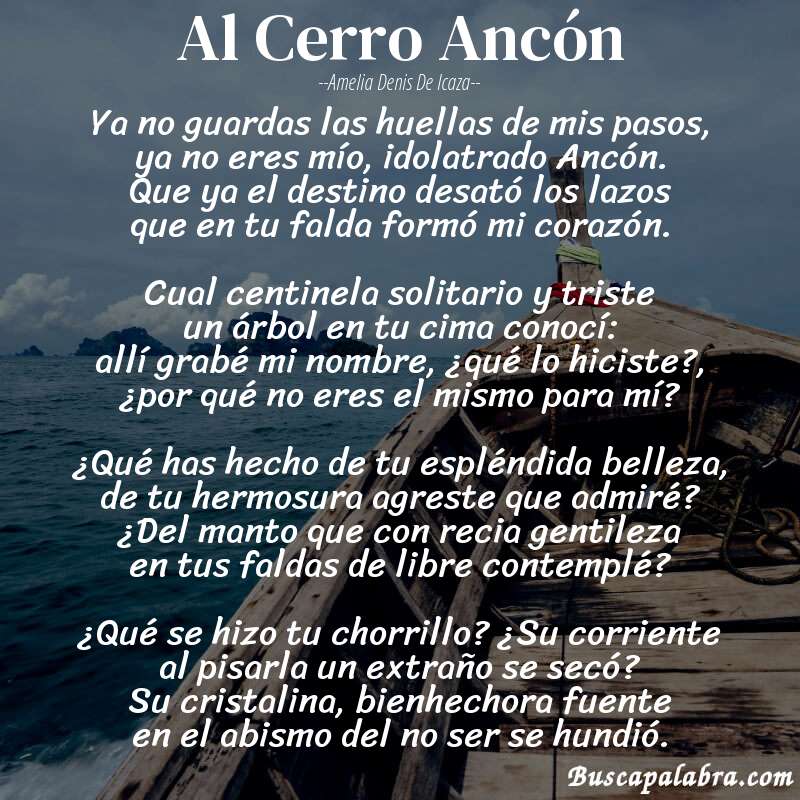 Poema Al Cerro Ancón de Amelia Denis de Icaza con fondo de barca