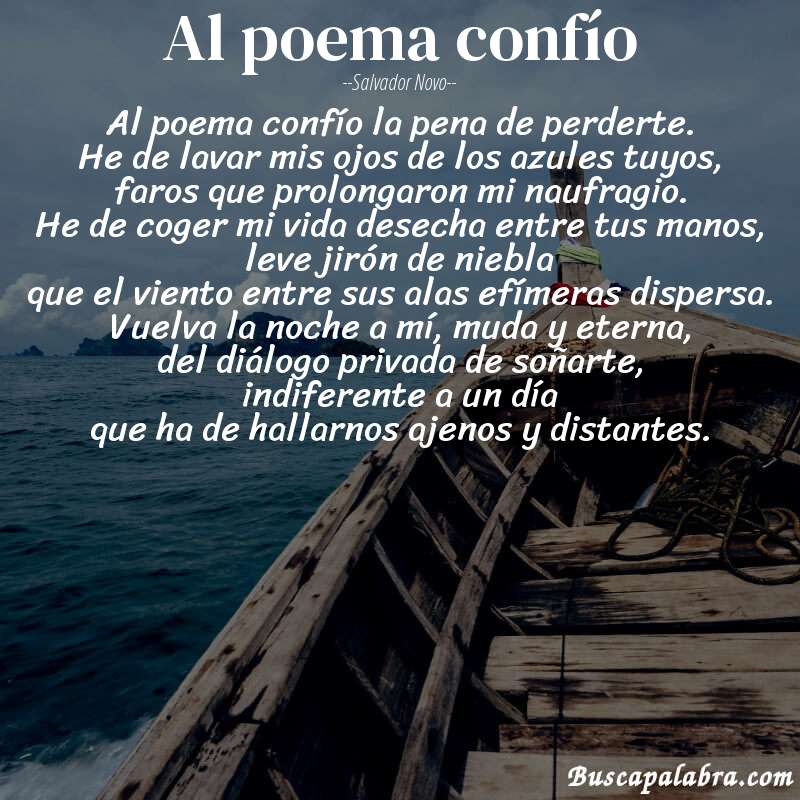 Poema al poema confío de Salvador Novo con fondo de barca