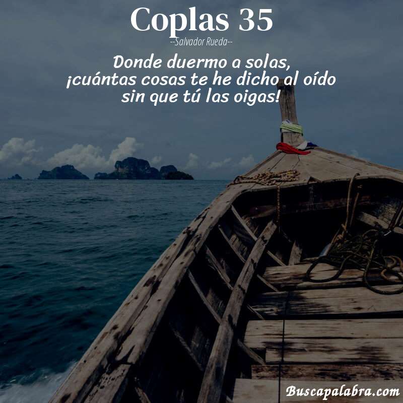 Poema coplas 35 de Salvador Rueda con fondo de barca