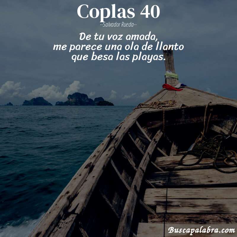 Poema coplas 40 de Salvador Rueda con fondo de barca