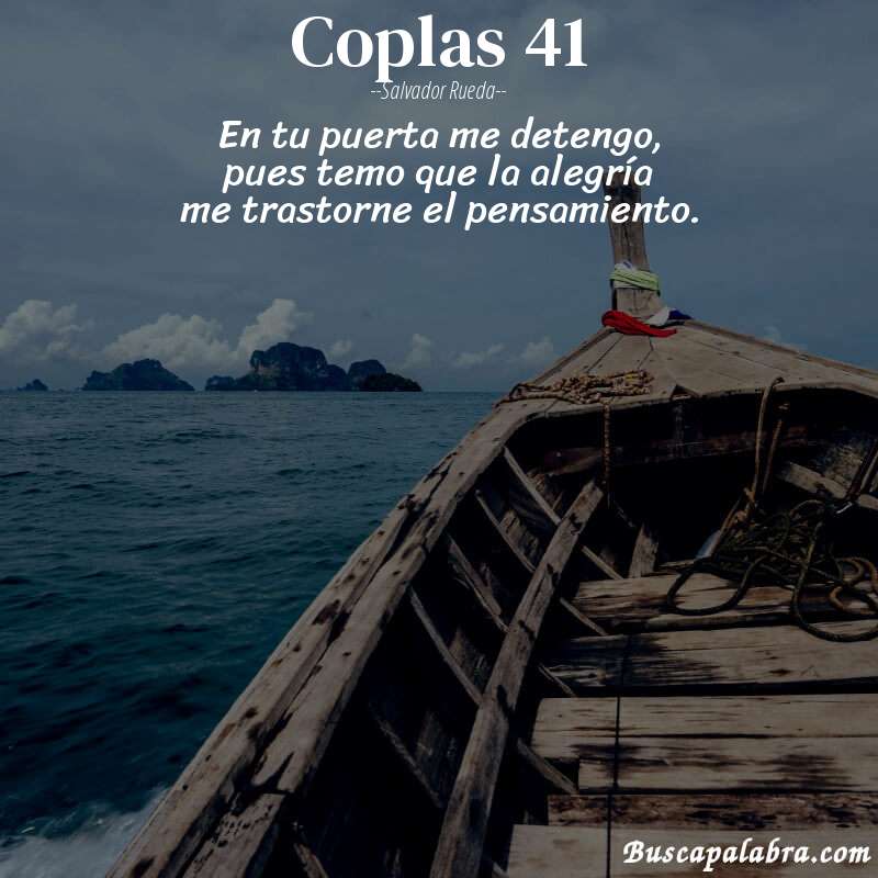 Poema coplas 41 de Salvador Rueda con fondo de barca