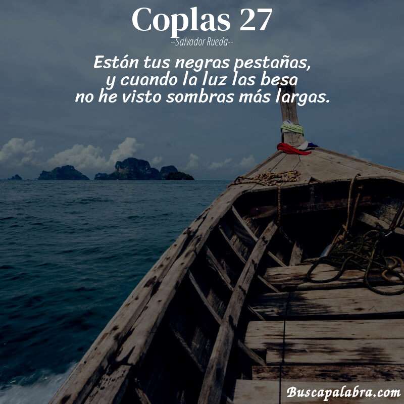 Poema coplas 27 de Salvador Rueda con fondo de barca