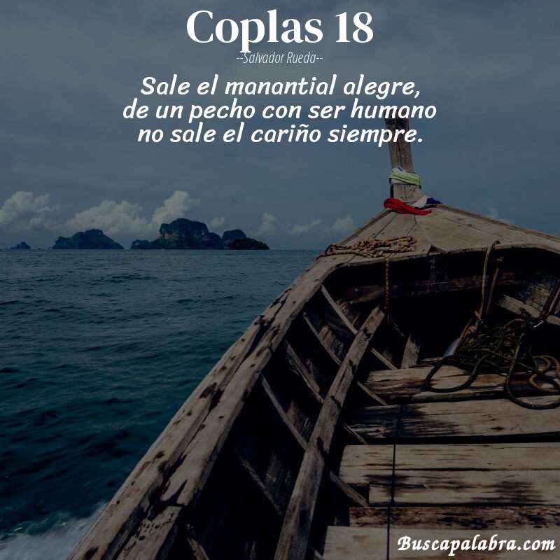 Poema coplas 18 de Salvador Rueda con fondo de barca