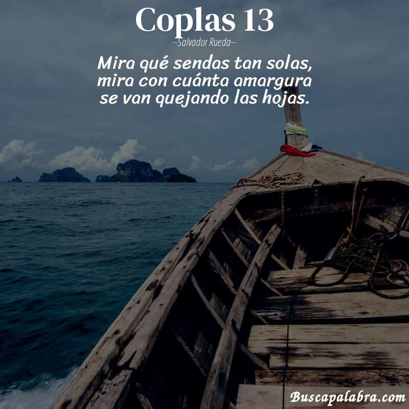Poema coplas 13 de Salvador Rueda con fondo de barca
