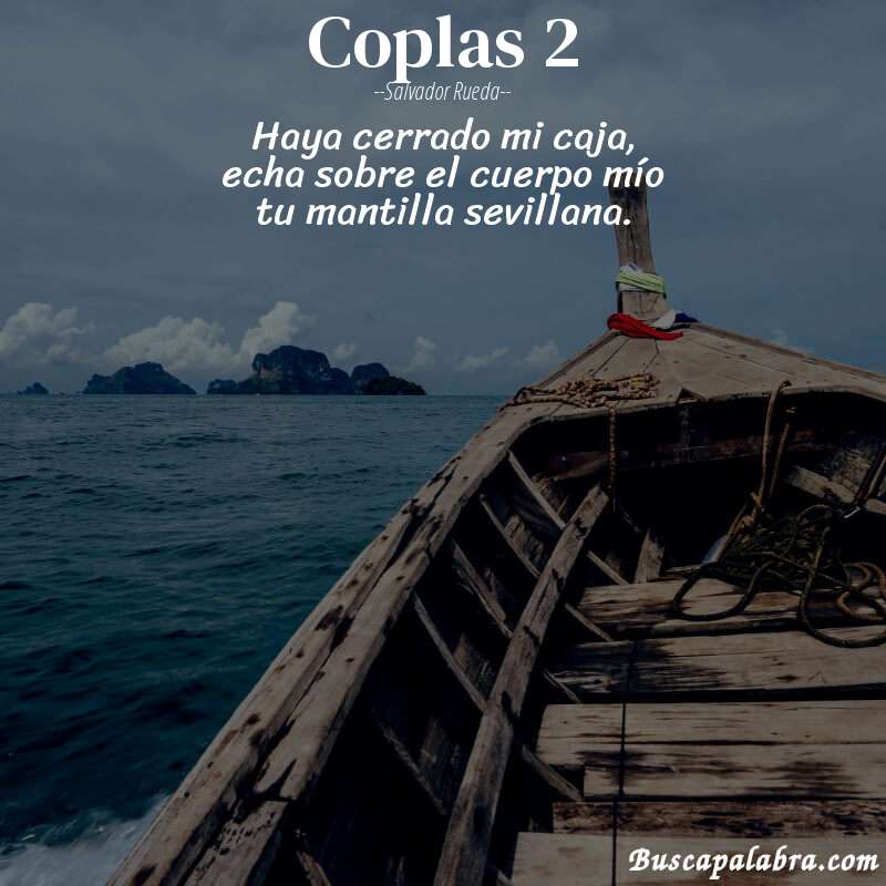 Poema coplas 2 de Salvador Rueda con fondo de barca