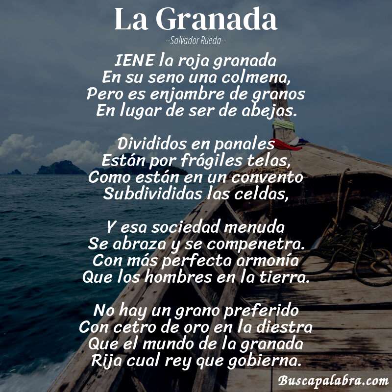 Poema La Granada de Salvador Rueda con fondo de barca