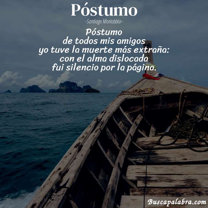Poema póstumo de Santiago Montobbio con fondo de barca