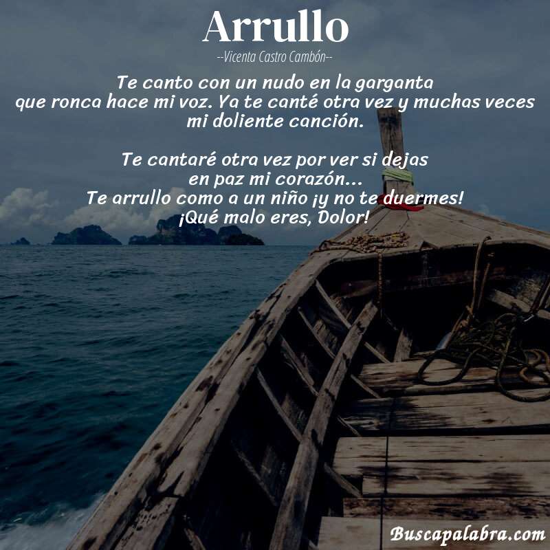 Poema Arrullo de Vicenta Castro Cambón con fondo de barca