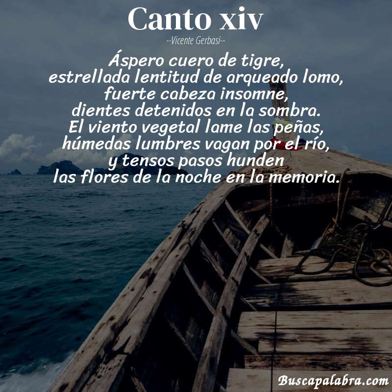 Poema canto xiv de Vicente Gerbasi con fondo de barca
