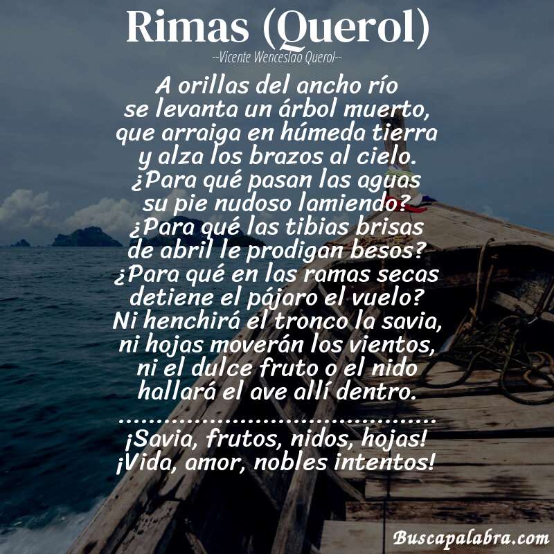 Poema Rimas (Querol) de Vicente Wenceslao Querol con fondo de barca