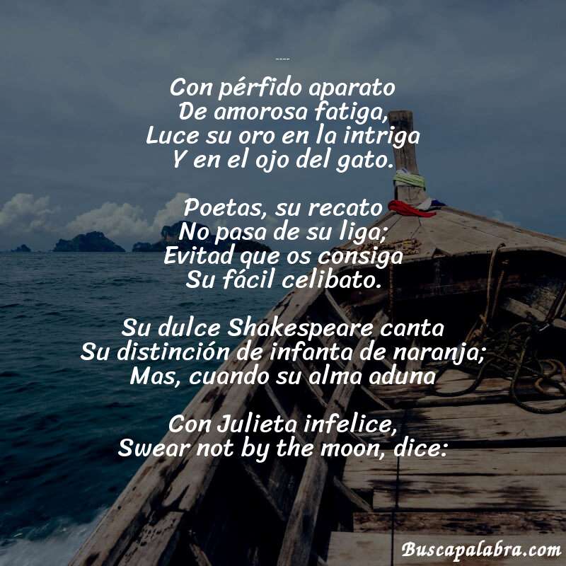 Poema Luna maligna de Leopoldo Lugones con fondo de barca