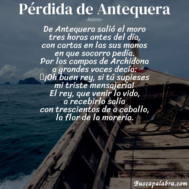 Poema Pérdida de Antequera de Anónimo con fondo de barca