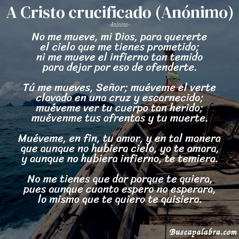 Poema A Cristo crucificado (Anónimo) de Anónimo con fondo de barca