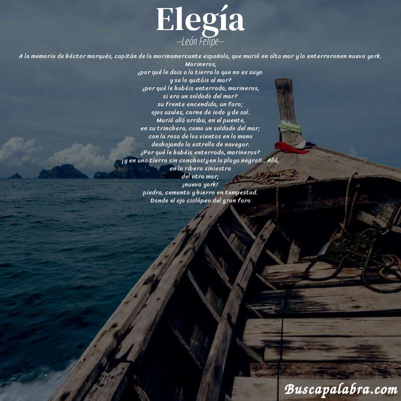 Poema elegía de León Felipe con fondo de barca